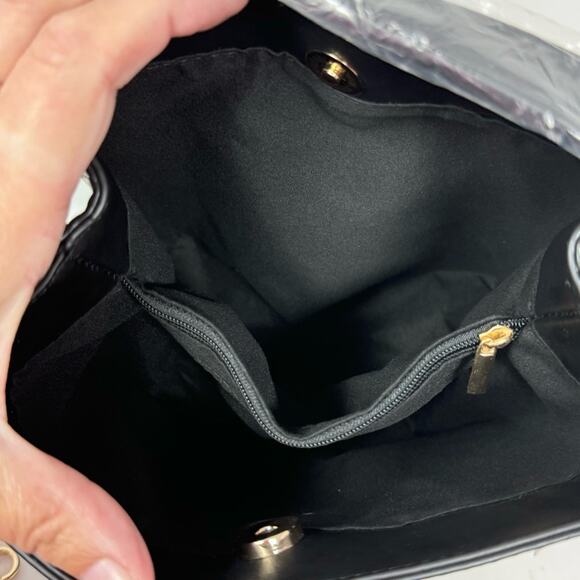 AOTA Bucket Bag Vegan Leather Top Handle Black Croc Embossed Elena NEW - Picture 6 of 12